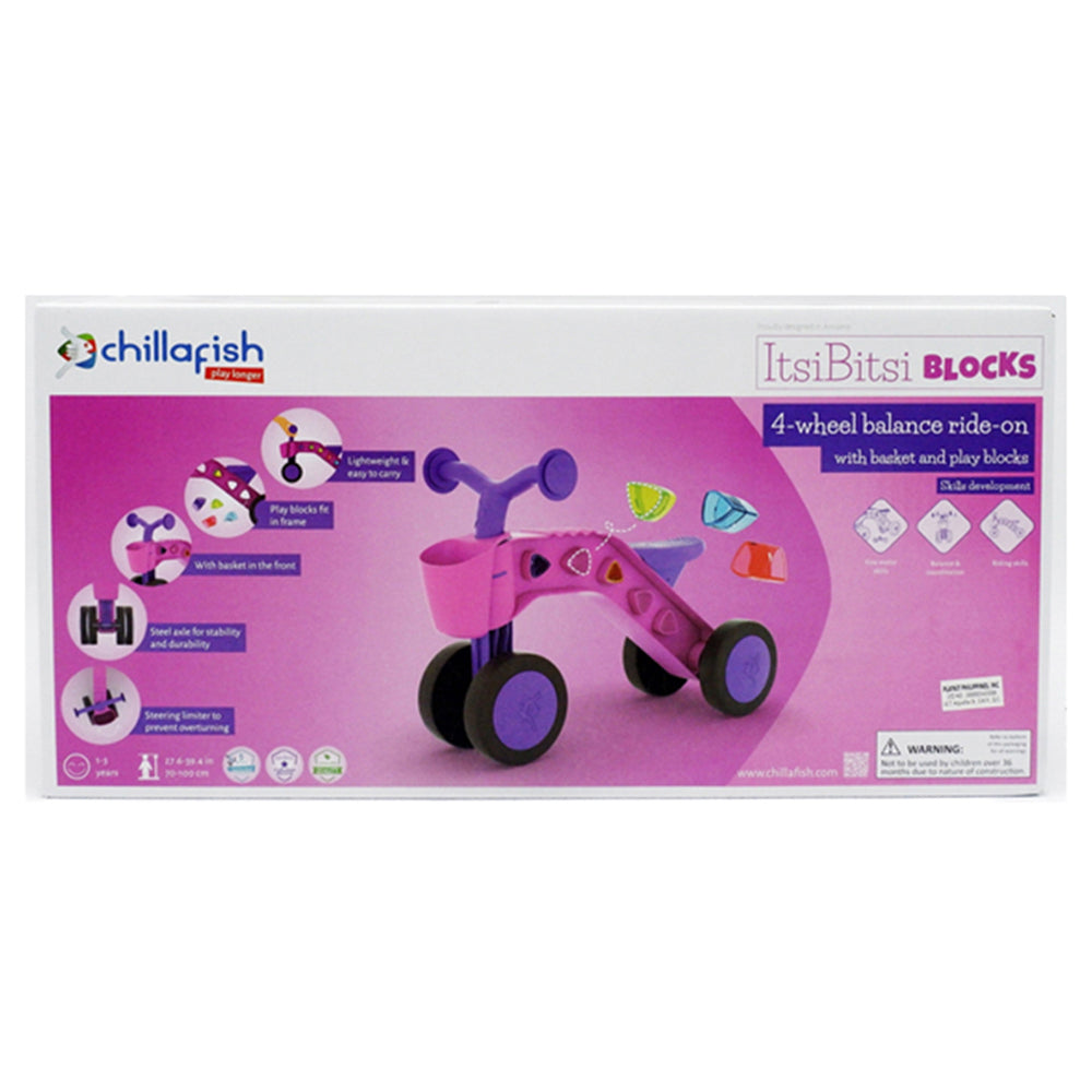 Chillafish Itsibitsi 4-Wheel First Ride-On with Basket and Play Blocks - Pink Main image