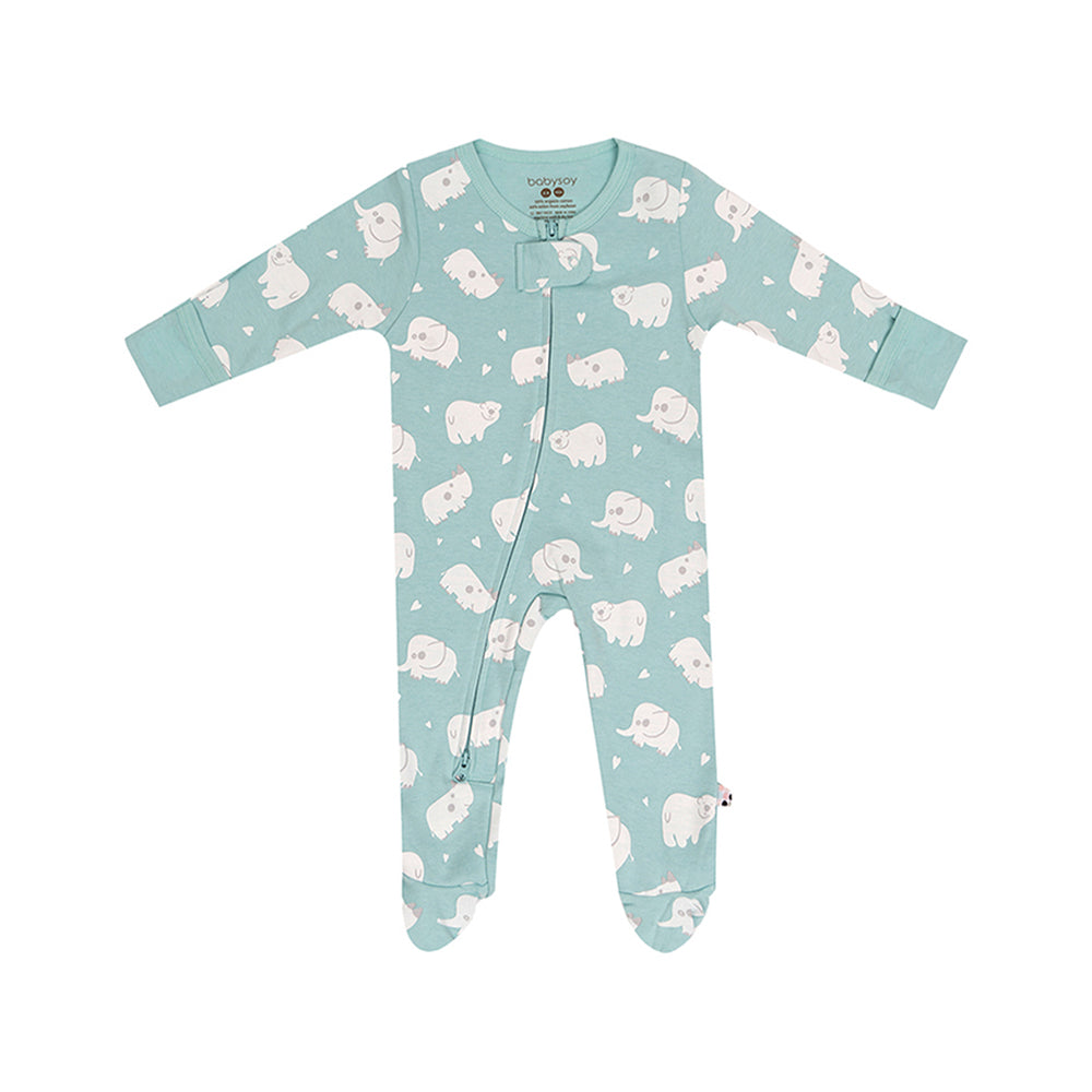 Babysoy Animal Pattern Harbor Blue 6-12 Months