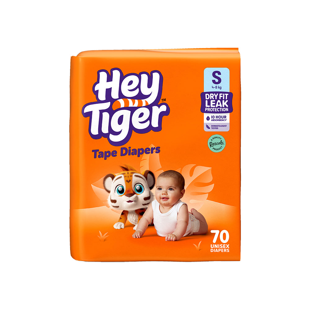 Hey Tiger Active Tape Diapers Small (4-8 kg) 70 Pieces Main image