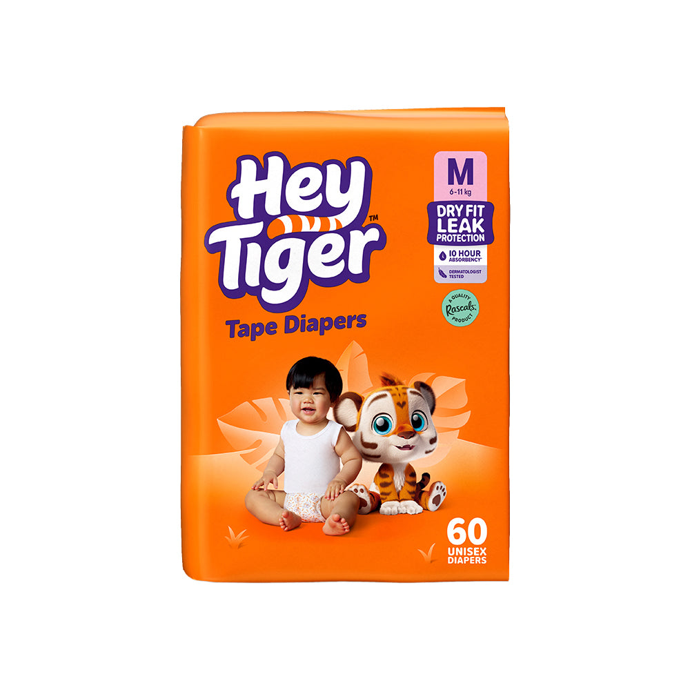 Hey Tiger Active Tape Diapers Medium (6-11 kg) 60 Pieces Main image
