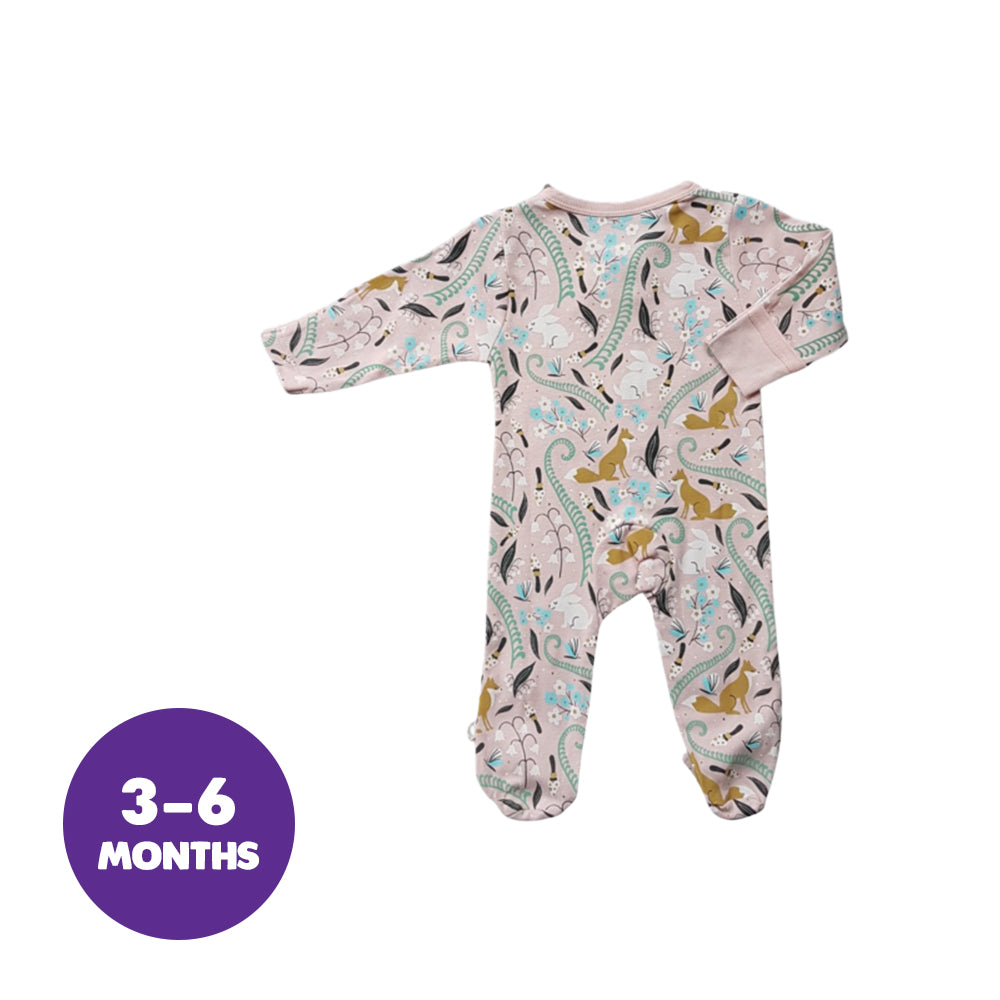 Babysoy Fox Peony Zipper Footie