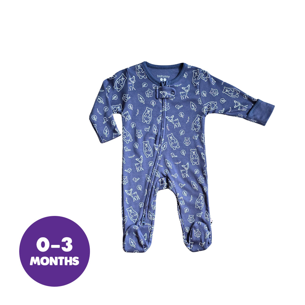 Babysoy Forest Friend Indigo Zipper Footie