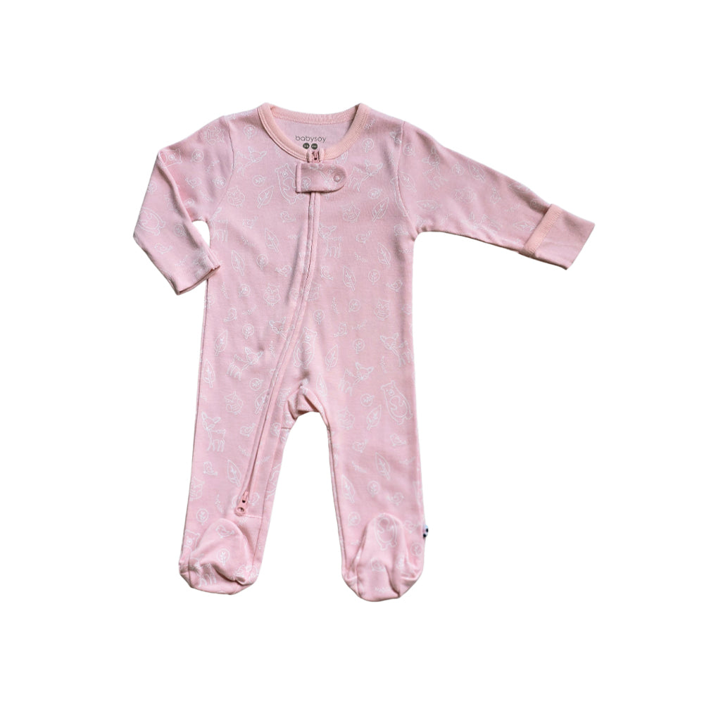 Babysoy Forest Friend Peony Zipper Footie Main image