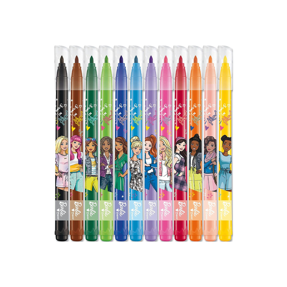 Maped Barbie 12 Pieces Felt-Tip Pens Washable