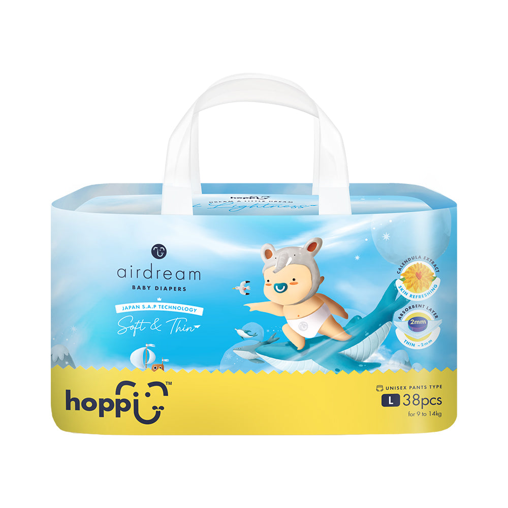 HOPPI AirDream Diapers Pants - Large (9 to 14 kg) 38 Pieces