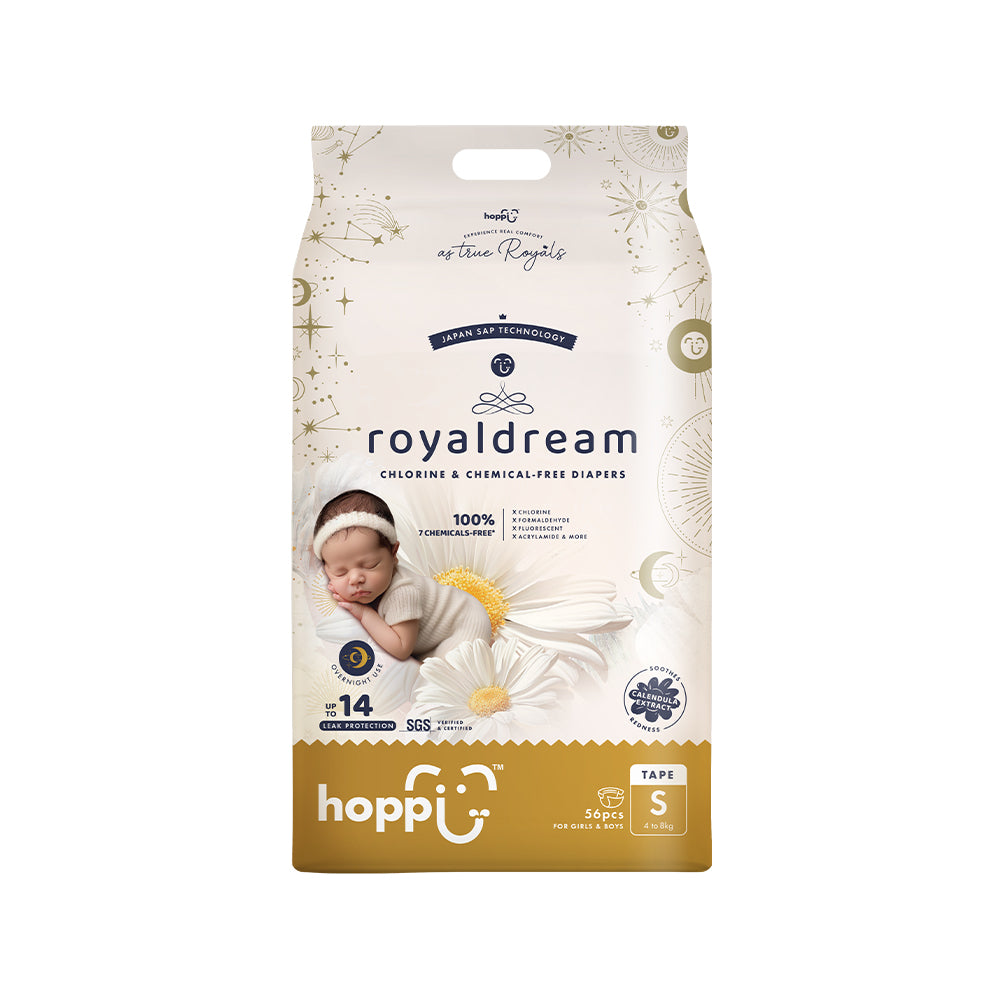 HOPPI RoyalDream Tape Diapers - Small (4 to 8 kg) 56 Pieces