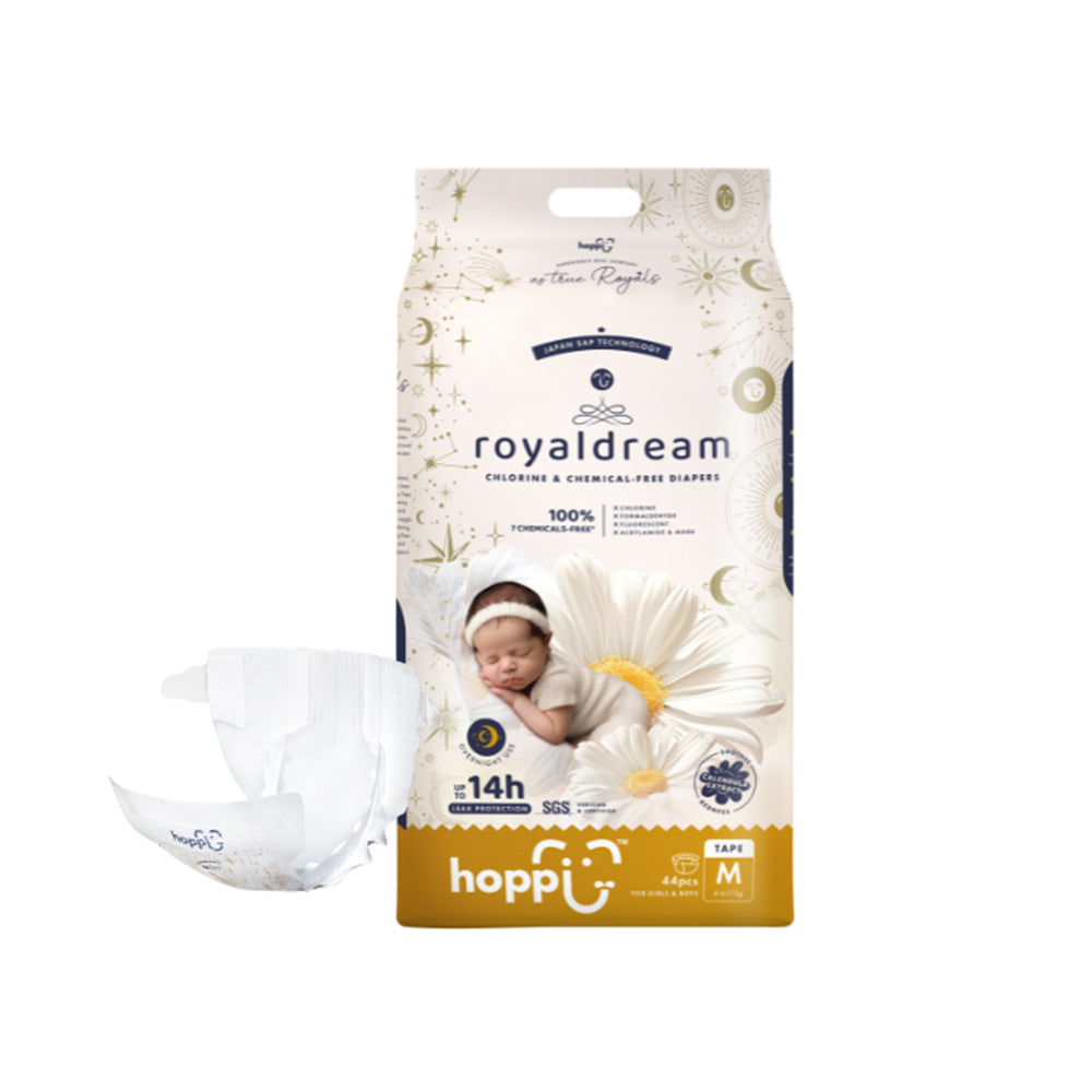 HOPPI RoyalDream Tape Diapers - Medium (6 to 11 kg) 44 Pieces